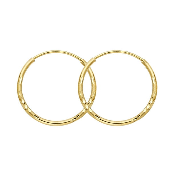 Ioka 14K Gold 1.5mm Thickness Square Tube Diamond Cut Hoop Hinged Earrings Ioka 14K Gold 1.5mm Thickness Square Tube Diamond Cut Hoop Hinged Earrings